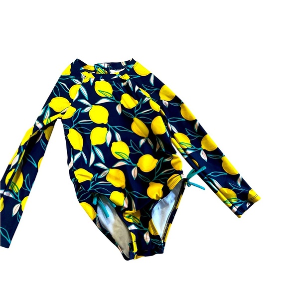 5T Girl’s Rashguard Lemons Swimsuit, Snap bottom, cat & jack - Picture 1 of 6